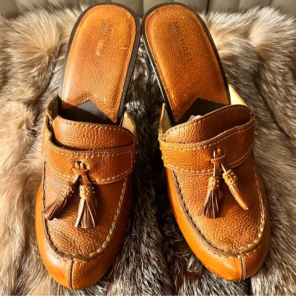 Michael Kors Collection Brown Leather Mules